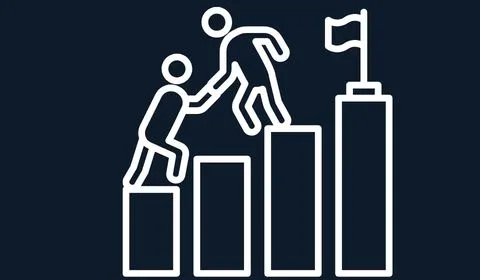 Illustration d'un coaching individuel pour dirigeants et entrepreneurs représentant l'entraide et l'ascension.